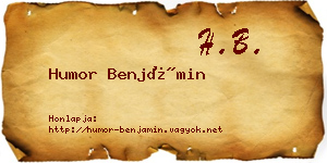 Humor Benjámin névjegykártya